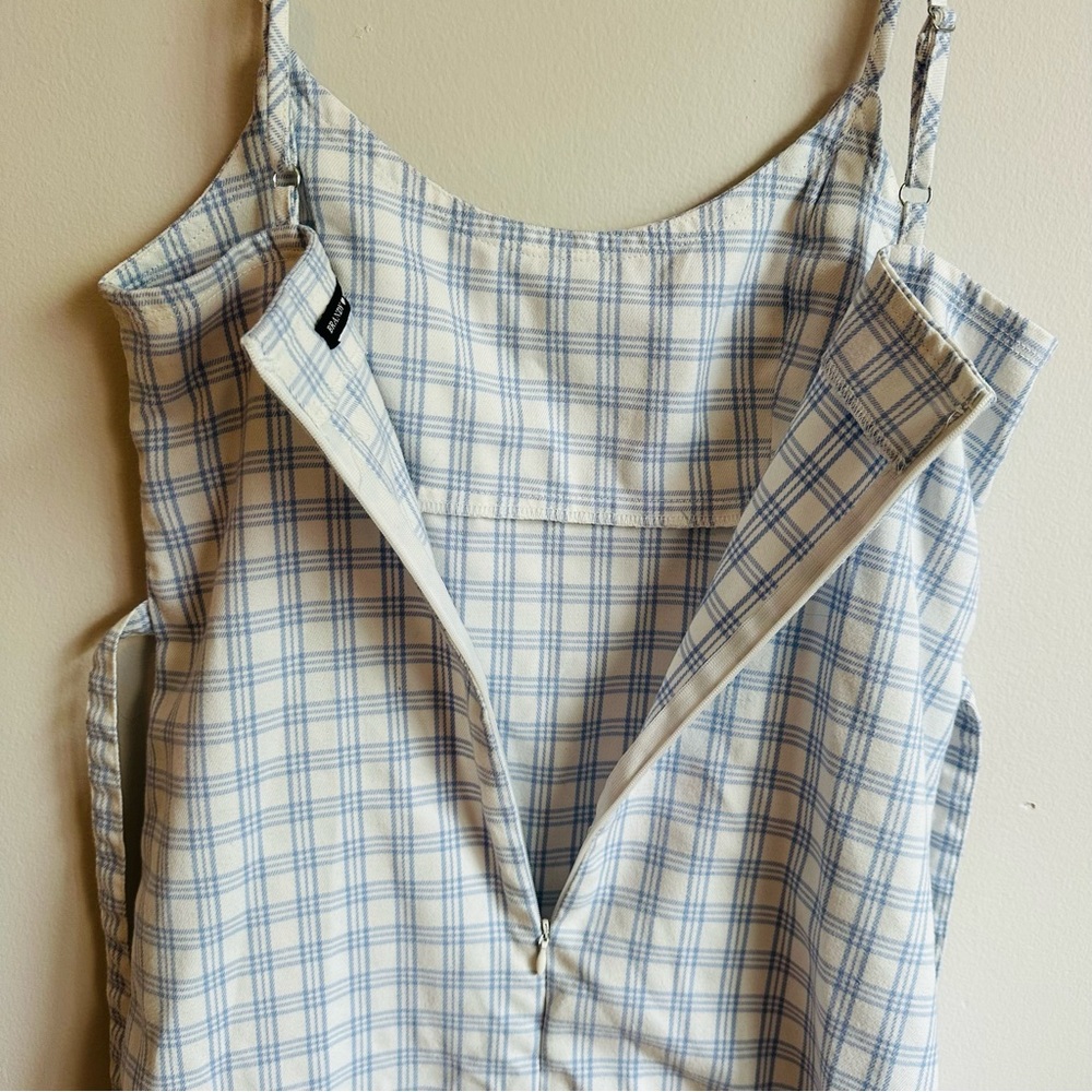 ★ Brandy Melville John Galt Colleen White Blue Paid Gingham Mini Dress ★ - Picture 12 of 14